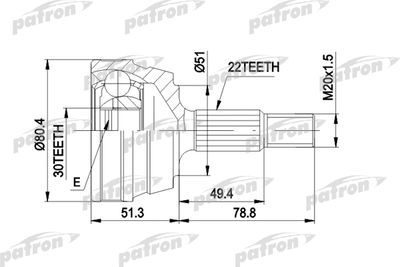 PATRON PCV1004 ШРУС для VW GOLF (Фольксваген_ Голф)