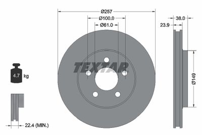 Тормозной диск TEXTAR 92332600 для CHRYSLER VOYAGER