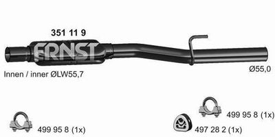 Средний глушитель выхлопных газов ERNST 351119 для MERCEDES-BENZ CLK