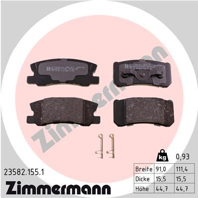 Комплект тормозных колодок, дисковый тормоз ZIMMERMANN 23582.155.1 для PEUGEOT 4007