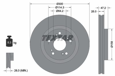 Тормозной диск TEXTAR 92284603 для ACURA TSX