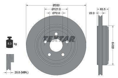 Тормозной диск TEXTAR 92273403 для DODGE DURANGO