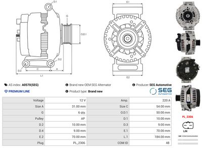 GENERATOR / ALTERNATOR AS-PL A0570SEG 4