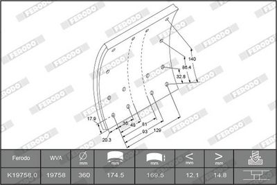 Ferodo Brake Lining Kit, drum brake K19758.0-F3661