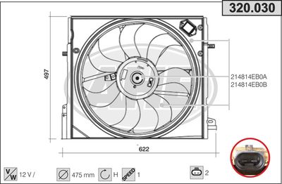 Вентилятор, охлаждение двигателя AHE 320.030 для NISSAN X-TRAIL