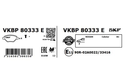 Bremžu uzliku kompl., Disku bremzes SKF VKBP 80333 E