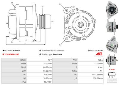 GENERATOR / ALTERNATOR AS-PL A5604S 4