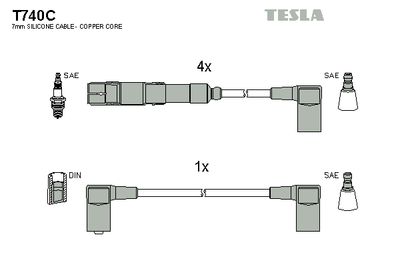 Комплект проводов зажигания TESLA T740C для MERCEDES-BENZ 190