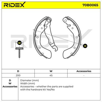 комплект спирачна челюст RIDEX 70B0065