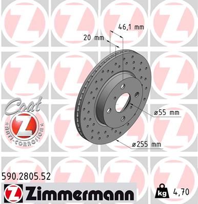 ZIMMERMANN 590.2805.52 Гальмівні диски для ASTON MARTIN (Астон-мартин)
