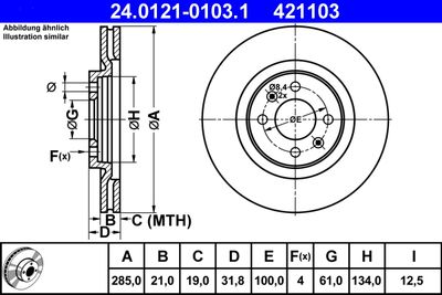 ATE 24.0121-0103.1 Тормозные диски для RENAULT 21