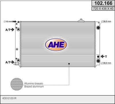 AHE 102.166 Радиатор охлаждения двигателя для AUDI A8 D2 (4D2, 4D8)