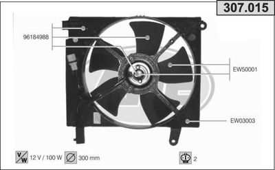 AHE 307.015 Вентилятор системы охлаждения двигателя  для DAEWOO LEGANZA (Деу Леганза)