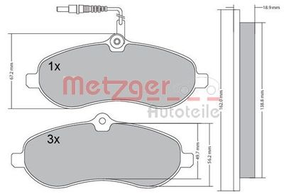 METZGER 1170228 Тормозные колодки и сигнализаторы  для TOYOTA PROACE (Тойота Проаке)