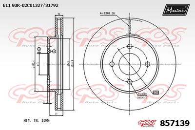 Тормозной диск MAXTECH 857139 для NISSAN NOTE