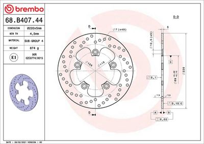 Brake disc Achter vast, 220/89x5mm 5x110mm, diameter bevestigingsgat 10,5mm, hoogte (tussenruimte) 0 past: SUZUKI GSF 1000/1000R/1000S/1100/1200 (Bandit)/1200S (Bandit)/600/650/650S/750 1985-2012