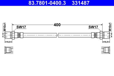 Тормозной шланг ATE 83.7801-0400.3 для FERRARI DINO