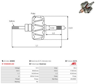 Rotor alternátora AS-PL AR4003