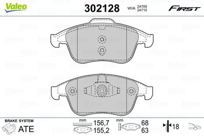 Комплект тормозных колодок, дисковый тормоз VALEO 302128 для RENAULT LATITUDE