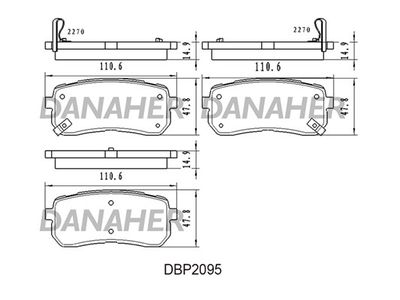 Комплект тормозных колодок, дисковый тормоз DANAHER DBP2095 для HYUNDAI ix55