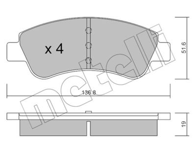 Комплект тормозных колодок, дисковый тормоз METELLI 22-0327-0 для CITROËN C-ELYSEE