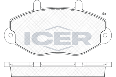 комплект спирачно феродо, дискови спирачки ICER 140897