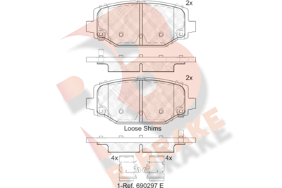 R BRAKE RB2053 Тормозные колодки и сигнализаторы  для DODGE  (Додж Жоурне)