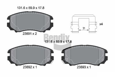 Комплект тормозных колодок, дисковый тормоз BENDIX Braking BPD1620 для LIFAN MYWAY