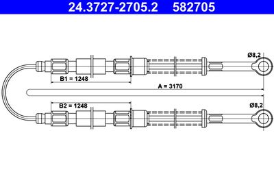 Тросик, cтояночный тормоз ATE 24.3727-2705.2 для SEAT TERRA