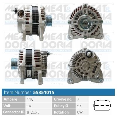 Генератор MEAT & DORIA 55351015 для NISSAN CUBE