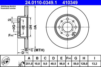 Тормозной диск ATE 24.0110-0349.1 для ALFA ROMEO MITO
