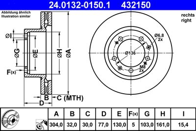 Тормозной диск ATE 24.0132-0150.1 для PORSCHE 944