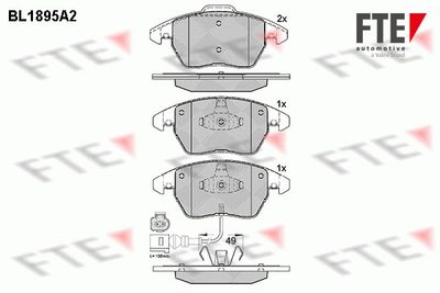 Комплект тормозных колодок, дисковый тормоз FTE 9010483 для VW UP!
