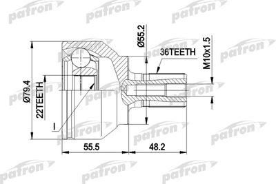 Шарнирный комплект, приводной вал PATRON PCV1603 для MAZDA 3