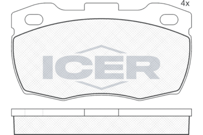 комплект спирачно феродо, дискови спирачки ICER 141089