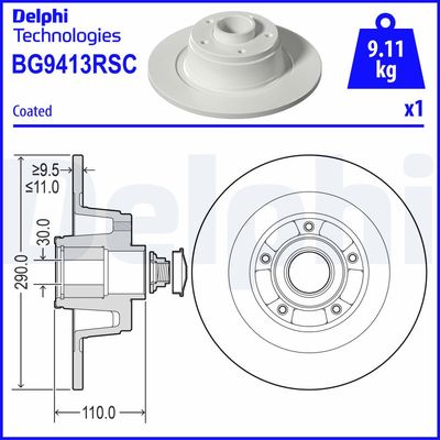 Bromsskiva DELPHI BG9413RSC