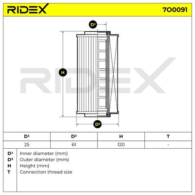 маслен филтър RIDEX 7O0091