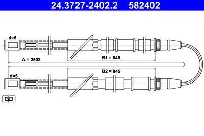 Тросик, cтояночный тормоз ATE 24.3727-2402.2 для LADA 1200-1600