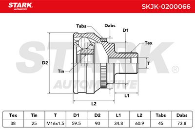 каре комплект, полуоска STARK SKJK-0200066