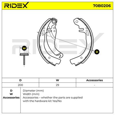 комплект спирачна челюст RIDEX 70B0206