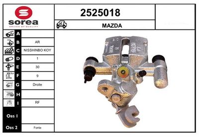 EAI 2525018 Тормозной суппорт  для MAZDA 323 F V (BA) 1.5 16V