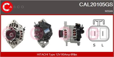CASCO CAL20105GS Генератор  для NISSAN ALMERA II Hatchback (N16) 1.5