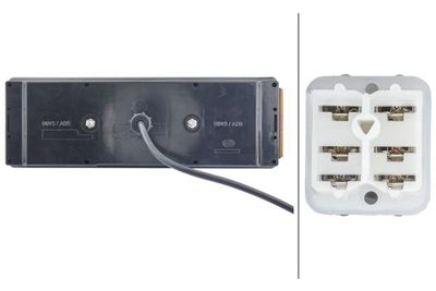 Achterlicht Links EASYCONN I (C5W/P21W/R10W/R5W, 24V, met indicator, anti-fog licht, achteruitrijlicht, met stoplicht, parkeerlicht, met plaatverlichting, zijspeling, lengte kabel: 1,7m) past: KOGEL 