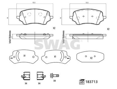 Комплект тормозных колодок, дисковый тормоз SWAG 33 10 9158 для FORD PUMA