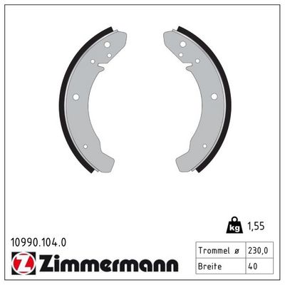 комплект спирачна челюст ZIMMERMANN 10990.104.0