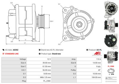 GENERATOR / ALTERNATOR AS-PL A0352 4