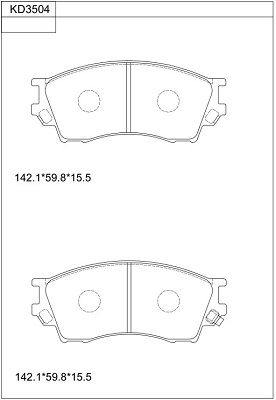 Комплект тормозных колодок, дисковый тормоз ASIMCO KD3504 для MAZDA XEDOS