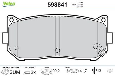 BREMSBELAGSATZ SCHEIBENBREMSE VALEO 598841