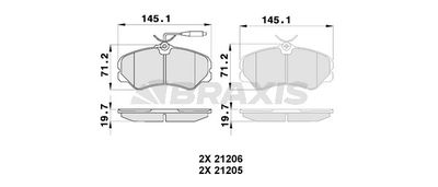 Комплект тормозных колодок, дисковый тормоз BRAXIS AB0235 для PEUGEOT J5