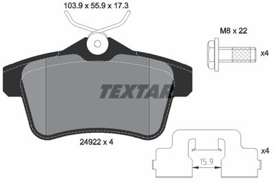TEXTAR 2492201 Тормозные колодки и сигнализаторы  для PEUGEOT  (Пежо Ркз)